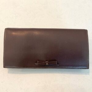 J. Crew Brown Leather Bow Continental Wallet